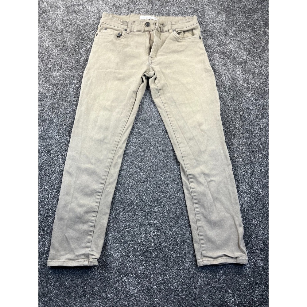 Stitches &‎ Rivets Jeans Mens 32 Cotton Belted Slim Fit Straight Leg Denim Khaki